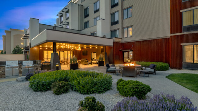 Homewood Suites courtyard evening