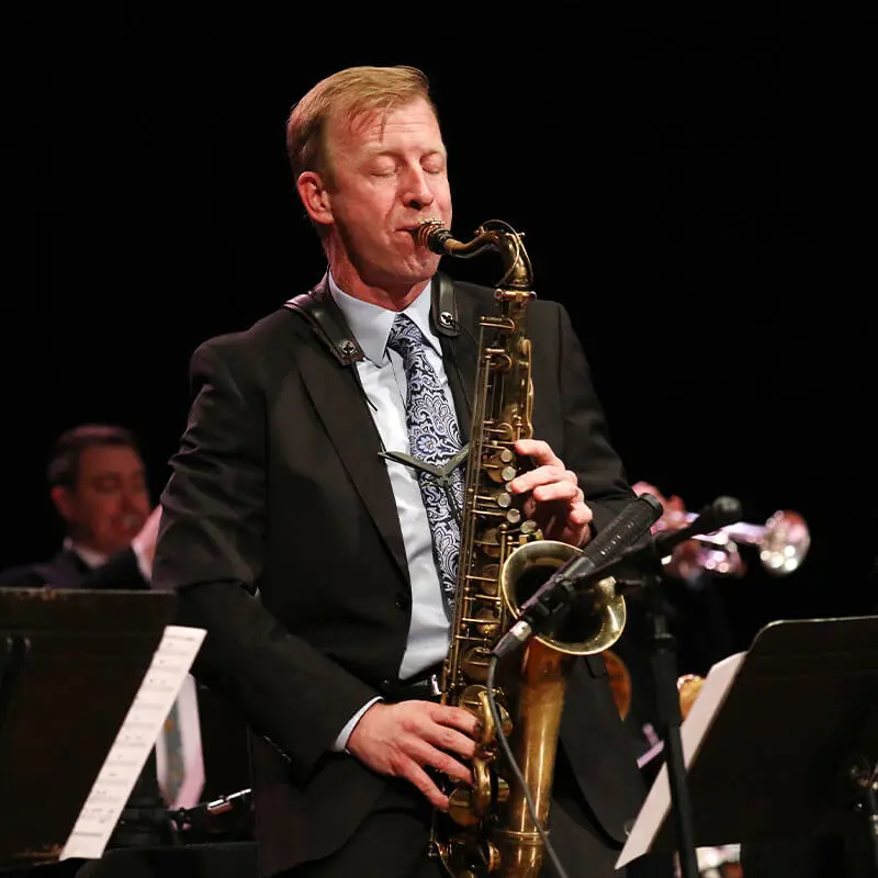 Scott Jeppesen playing saxaphone